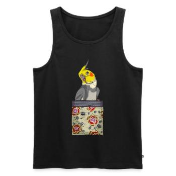 Bird Pet Gift Breast Bag Cockatiel - Débardeur bio Premium Homme - noir - Devant - Michal (187cm)