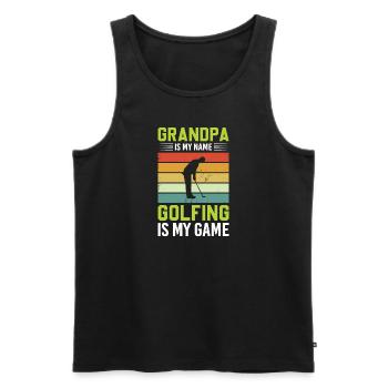 Golfer Grandpa Golf Golf Sport Golf Club Pensioners - Men's Premium Organic Tank Top - black - Front - AI Model Male 178 light (178cm)