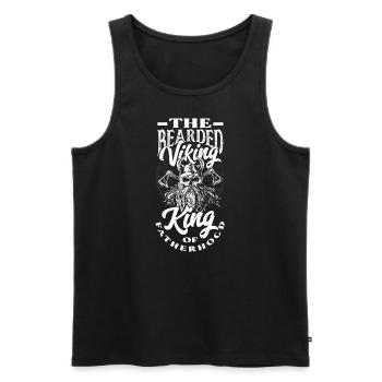 The Bearded Viking King of Fatherhood Father's Day - Men's Premium Organic Tank Top - black - Front - AI Model Male 178 light (178cm)