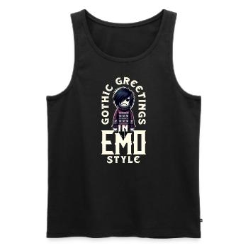 Gothic Greetings in Emo Style Emocore Aesthetic - Men's Premium Organic Tank Top - black - Front - AI Model Male 178 light (178cm)