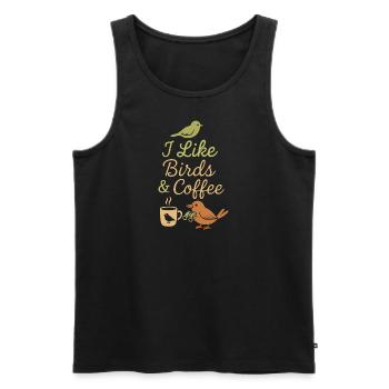 Ich mag Vögel und Kaffee - Männer Premium Bio Tank Top - Schwarz - Vorne - Michal (187cm)