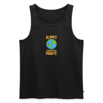 Planet over profit - ecology - Men's Premium Organic Tank Top - black - Front - Michal (187cm)