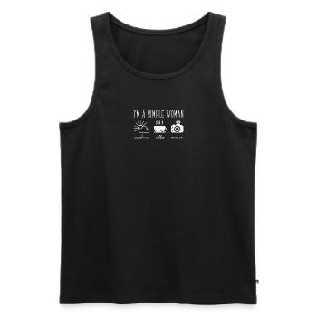 Je suis une femme simple Sunshine Coffee Camera - - Débardeur bio Premium Homme - noir - Devant - AI Model Male 178 light (178cm)