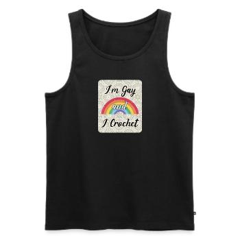 Ich bin schwul Ich häkele handwerklich enthusiast kursiv kunstvoll - Männer Premium Bio Tank Top - Schwarz - Vorne - AI Model Male 178 light (178cm)