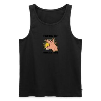 Tacos up Pinkies out - mexican cuisine - Men's Premium Organic Tank Top - black - Front - Michal (187cm)