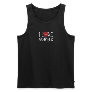 Ich liebe Vampire - Reißzähne - Männer Premium Bio Tank Top - Schwarz - Vorne - AI Model Male 178 light (178cm)