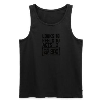 30e anniversaire - 30 ans de construction Round Thirty - Débardeur bio Premium Homme - noir - Devant - AI Model Male 178 light (178cm)