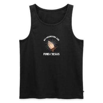 Meine Pronomen sind findet Jesus - Gebete - Männer Premium Bio Tank Top - Schwarz - Vorne - AI Model Male 178 light (178cm)