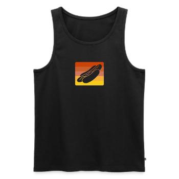 Silhouette eines Hotdogs mit Retro-Hintergrund - - Männer Premium Bio Tank Top - Schwarz - Vorne - AI Model Male 178 light (178cm)