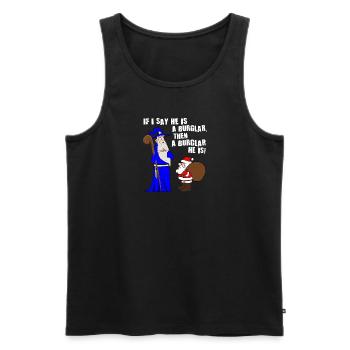 He Is A Burglar Funny Santa Claus Christmas Nerd - Men's Premium Organic Tank Top - black - Front - Michal (187cm)