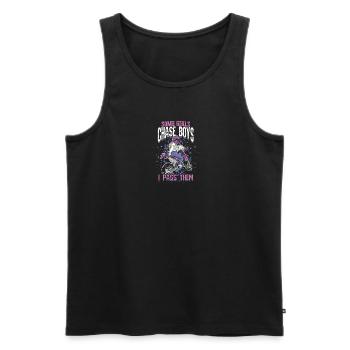 Some girls chase boys I pass them - girl - Men's Premium Organic Tank Top - black - Front - Michal (187cm)