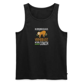 Faultier Sloth Langschläfer Spruch Nachthemd - Männer Premium Bio Tank Top - Schwarz - Vorne - Michal (187cm)