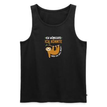 Faultier Arbeitskollegen Büro Spruch - Männer Premium Bio Tank Top - Schwarz - Vorne - Michal (187cm)