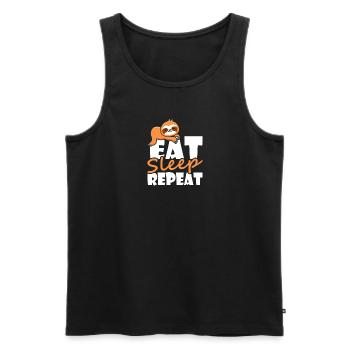 Faultier Eat Sleep Repeat, Langschläfer Nachthemd - Männer Premium Bio Tank Top - Schwarz - Vorne - Michal (187cm)