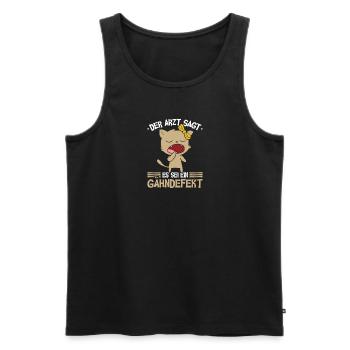 Süße Müde Katze Gähndefekt, Arbeitskollegen Büro - Männer Premium Bio Tank Top - Schwarz - Vorne - Michal (187cm)