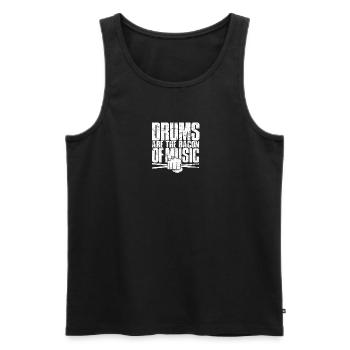 Les tambours sont le bacon de la musique - baguettes - Débardeur bio Premium Homme - noir - Devant - Michal (187cm)