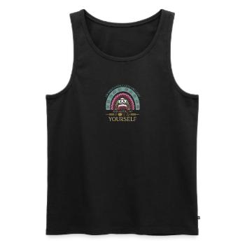 Funny Yoga Panda in Peace Love Light infront of - Männer Premium Bio Tank Top - Schwarz - Vorne - Michal (187cm)