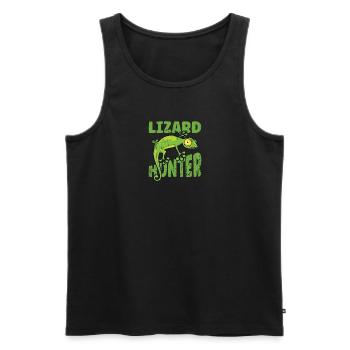 Eidechsenjäger - Gecko - Männer Premium Bio Tank Top - Schwarz - Vorne - AI Model Male 178 light (178cm)