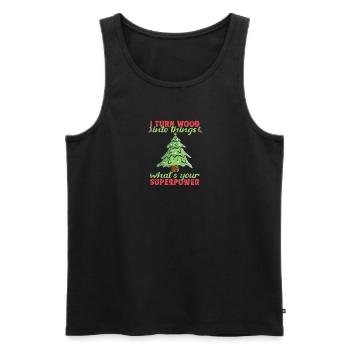 I turn woods into things What's your superpower? - Men's Premium Organic Tank Top - black - Front - Michal (187cm)