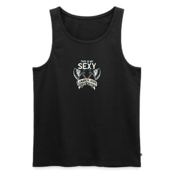Sei kein Axtloch - Holz - Männer Premium Bio Tank Top - Schwarz - Vorne - AI Model Male 178 light (178cm)