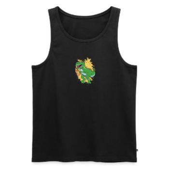 Dinosaur eating a slice of pizza - tyrannosaurus - Men's Premium Organic Tank Top - black - Front - Michal (187cm)