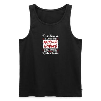 True Crime Murder Show Chloroform Citation, Murderino - Débardeur bio Premium Homme - noir - Devant - AI Model Male 178 light (178cm)