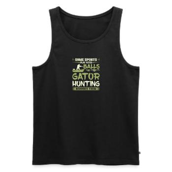 Gator Hunting Requires Balls, Funny Alligator - Männer Premium Bio Tank Top - Schwarz - Vorne - AI Model Male 178 light (178cm)