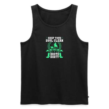 Calf Roping Soul Clean, Breakaway Roping Rodeo - Männer Premium Bio Tank Top - Schwarz - Vorne - Michal (187cm)