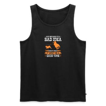 Calf Roping Bad Idea Good Time, Breakaway Roping - Männer Premium Bio Tank Top - Schwarz - Vorne - AI Model Male 178 light (178cm)