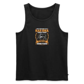 Steer Wrestling Bad Idea Good Time Rodeo Cowboy - Männer Premium Bio Tank Top - Schwarz - Vorne - Michal (187cm)