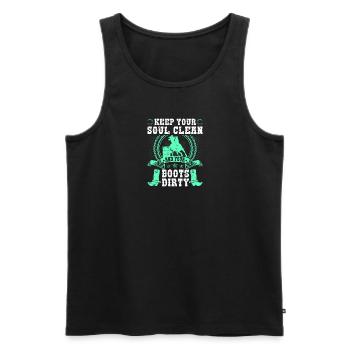 Keep Your Soul Clean Boots Dirty Rodeo - Männer Premium Bio Tank Top - Schwarz - Vorne - AI Model Male 178 light (178cm)
