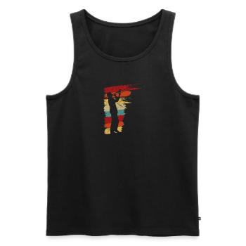 Retro Trombone Player Graphic Trombonist - Männer Premium Bio Tank Top - Schwarz - Vorne - Michal (187cm)