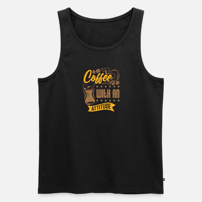 Coffee with Attitude - Männer Premium Bio Tank Top - Schwarz