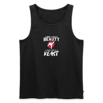 Ressemble à un coup de pied de beauté comme une bête | Karaté - Débardeur bio Premium Homme - noir - Devant - AI Model Male 178 light (178cm)