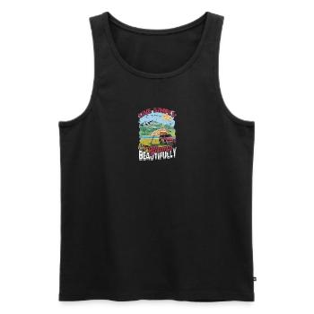 Live simply, glamp beautifully - Glamping - Men's Premium Organic Tank Top - black - Front - AI Model Male 178 light (178cm)