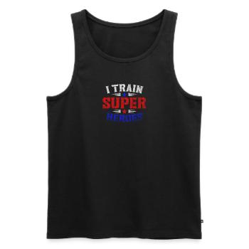 I Train Super Heroes Lehrer Krafttraining Fitness - Männer Premium Bio Tank Top - Schwarz - Vorne - AI Model Male 178 light (178cm)