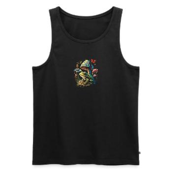 Cottagecore Aesthetic Frog Mushroom Butterflies - Männer Premium Bio Tank Top - Schwarz - Vorne - Michal (187cm)