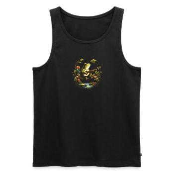 Cottagecore Aesthetic Frog playing Banjo - Männer Premium Bio Tank Top - Schwarz - Vorne - Michal (187cm)