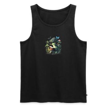 Cottagecore Aesthetic Mushroom Frog Reading Book - Männer Premium Bio Tank Top - Schwarz - Vorne - Michal (187cm)