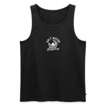 L’eau salée guérit tout - Surf - Débardeur bio Premium Homme - noir - Devant - Michal (187cm)