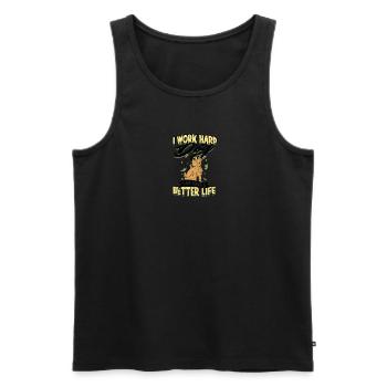 Ich arbeite hart, damit mein Hund ein besseres Leben haben kann - Hund - Männer Premium Bio Tank Top - Schwarz - Vorne - Michal (187cm)