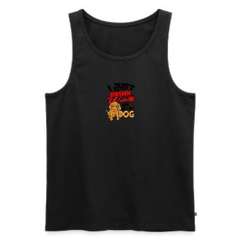 Ich möchte nur Wein trinken und meinen Hund streicheln - Hund - Männer Premium Bio Tank Top - Schwarz - Vorne - Michal (187cm)