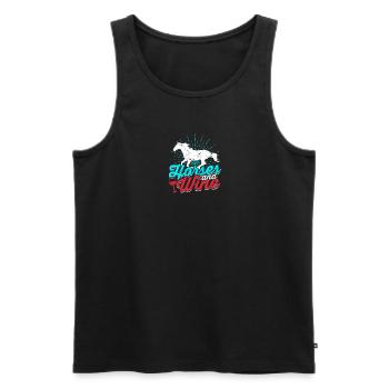 Pferde und Wein - Pferd - Männer Premium Bio Tank Top - Schwarz - Vorne - AI Model Male 178 light (178cm)