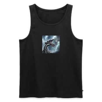 Dragon chinois dans le style tatouage - Débardeur bio Premium Homme - noir - Devant - Michal (187cm)