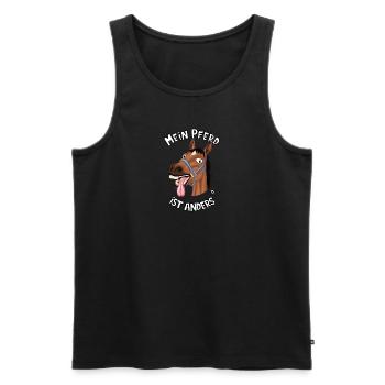 Mein Pferd ist anders. verrücktes Pferd mit Spruch - Männer Premium Bio Tank Top - Schwarz - Vorne - AI Model Male 178 light (178cm)