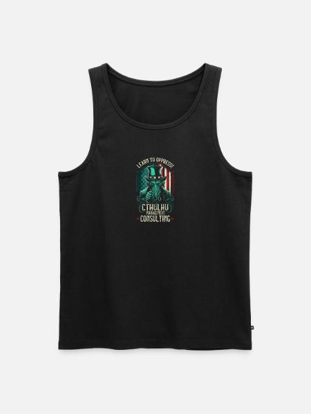 Cthulhu Management Consulting, Funny Cosmic Horror - Ekologiczny tank top męski Premium - czarny