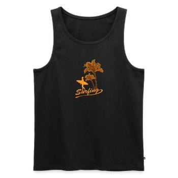 Surfeur avec planche de surf - Débardeur bio Premium Homme - noir - Devant - Michal (187cm)