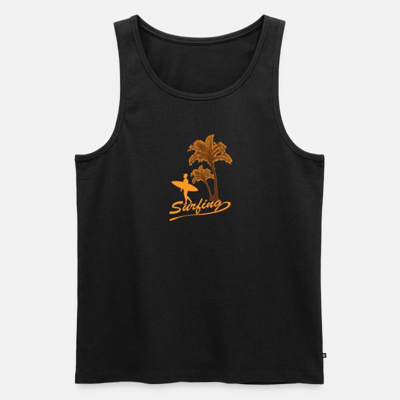 Surfeur avec planche de surf - Débardeur bio Premium Homme - noir
