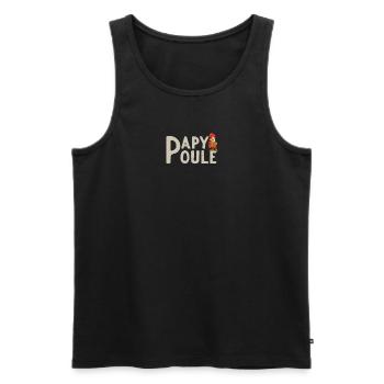 Papy poule - Cadeau Humoristique Retraité Papy - Men's Premium Organic Tank Top - black - Front - Michal (187cm)