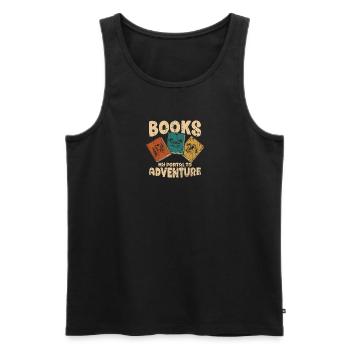 Books - my portal to adventure - Book - Men's Premium Organic Tank Top - black - Front - AI Model Male 178 light (178cm)